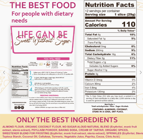 No Sugar Aloud - Celebration Cake Mix (Keto, Sugar Free, Vegan, Paleo, Dairy Free & Gluten Free)