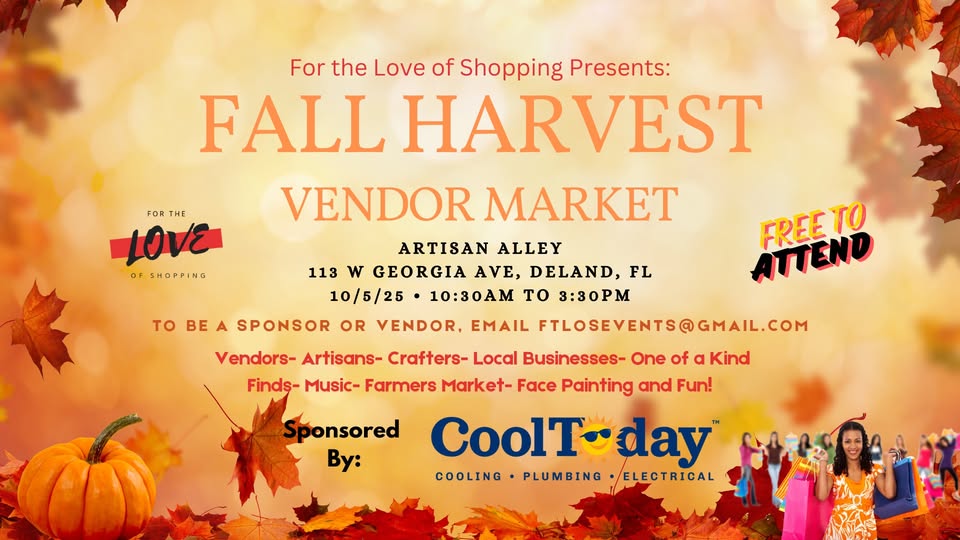 October 5th - 10:30 am - 3:30 pm - 3rd Annual Fall Festival Market -Deland, Florida - Outdoor