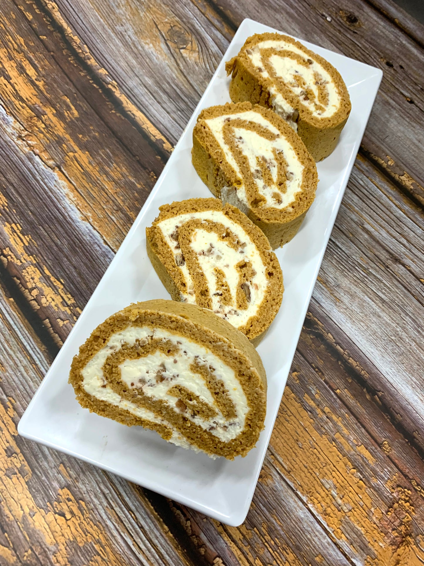 Carb Smart Pumpkin Swiss Roll - Pumpkin & Pecan Cream Cheese Cake - Gluten Free, Sugar Free, Keto & Diabetic Friendly