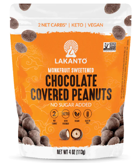 Lakanto - Chocolate Covered Peanuts - Vegan, Gluten Free, Sugar Free, Low Carb, Dairy Free & Keto Approved