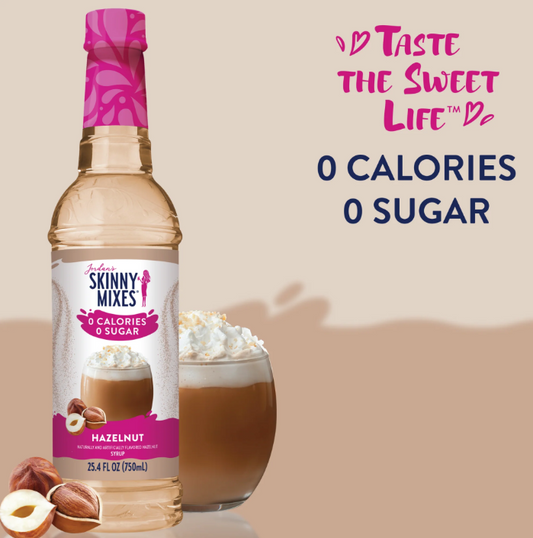 Skinny Mixes - Hazelnut Sugar Free Syrup - 0 Calories, 0 Sugar, 0 Carbs & Keto Approved