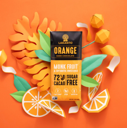 Lakanto - Orange Sugar-Free Chocolate Bar - Vegan, Gluten Free, Sugar Free, Low Carb