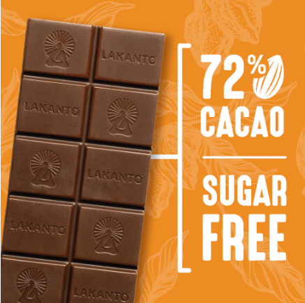 Lakanto - Orange Sugar-Free Chocolate Bar - Vegan, Gluten Free, Sugar Free, Low Carb