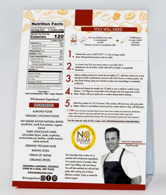 No Sugar Aloud - Chocolate Chip Cookie Mix (Keto, Sugar Free, Vegan, Dairy Free & Gluten Free)