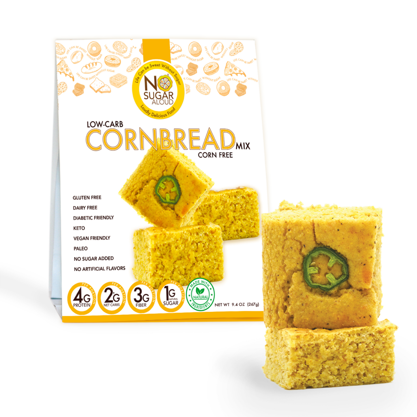 No Sugar Aloud - Corn Free Corn Bread Mix (Keto, Sugar Free, Vegan, Paleo, Dairy Free & Gluten Free)