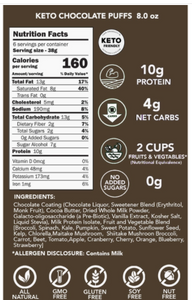 Better than Good Foods - Keto Chocolate Protein Puffs - Grab N' Go Bag - Gluten Free, High Protein, GMO Free, Nut Free