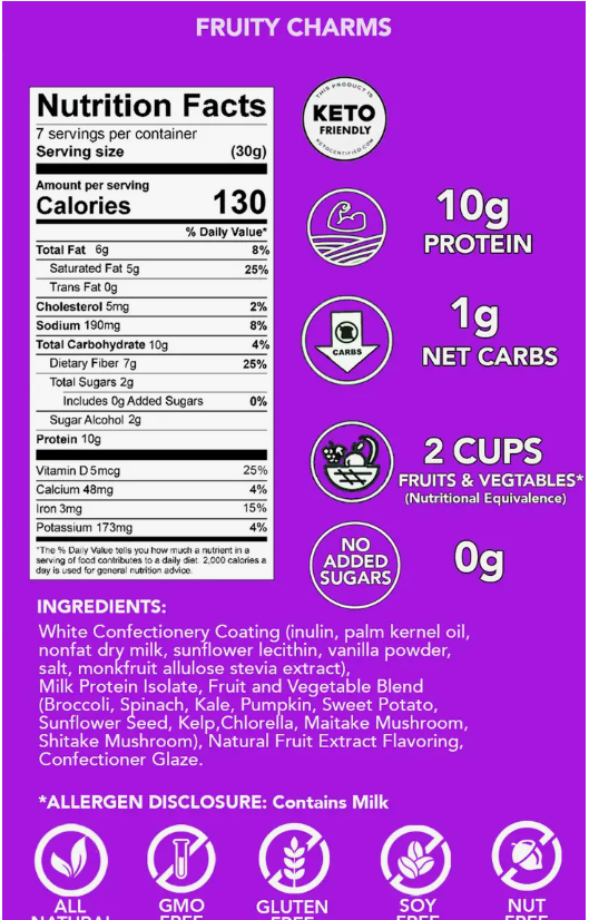 Better than Good Foods - Fruity Charms - Grab N' Go Bag - Gluten Free, Nut Free, Sugar Free, Soy Free, GMO Free