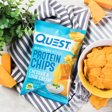 Load image into Gallery viewer, Quest Nutrition - Tortilla Style Protein Chips - Cheddar &amp; Sour Cream - High Protein, Low Carb, Keto Friendly

