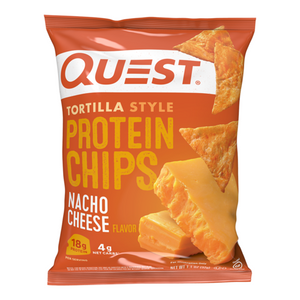 Quest Nutrition -Tortilla Style Protein Chips - Nacho Cheese - Gluten Free, High Protein, Keto & Diabetic Friendly