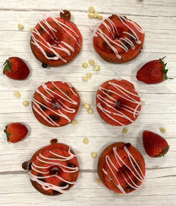 Keto Strawberry White Chocolate Chip Doughnuts - Gluten Free, Sugar Free, Low Carb & Keto Approved