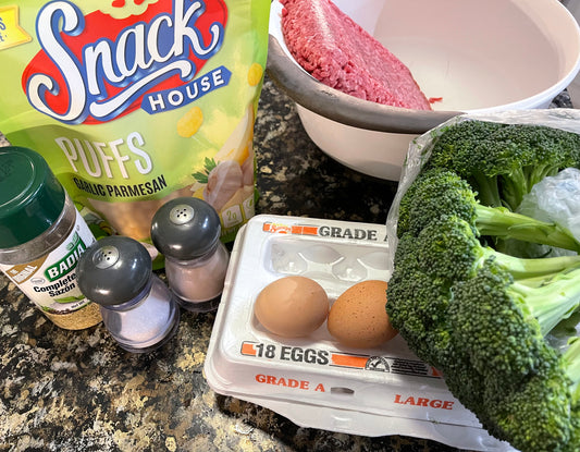 Recipe:  Keto Garlic Parmesan Meatloaf & Broccoli