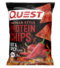 Load image into Gallery viewer, Quest Nutrition -Tortilla Style Protein Chips - Hot &amp; Spicy - Gluten Free, High Protein, Low Carb, Keto Friendly
