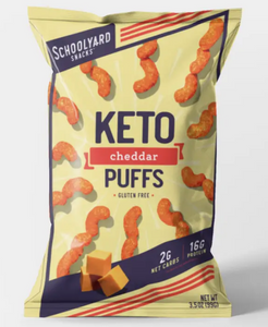 Better than Good Foods - SchoolYard Snacks Keto Puffs - Cheddar - Gluten Free, High Protein, Nut Free, Low Carb, Keto Approved