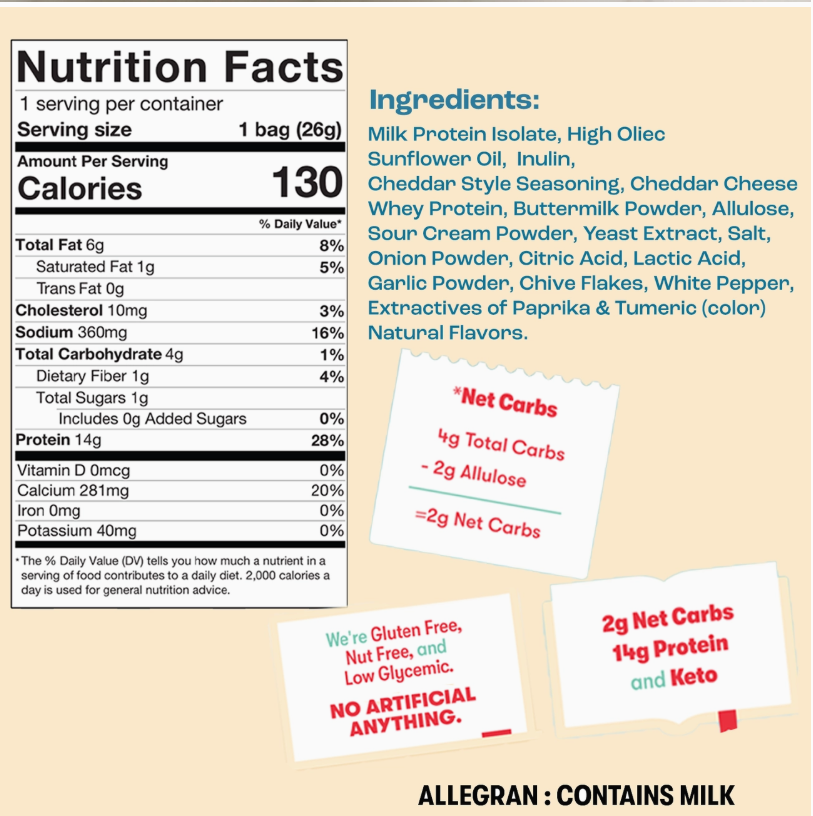 Better than Good Foods - Cheddar & Sour Cream Protein Puffs - Grab N' Go Bag - Gluten Free, Nut Free, Sugar Free, Soy Free, GMO Free, Nut Free