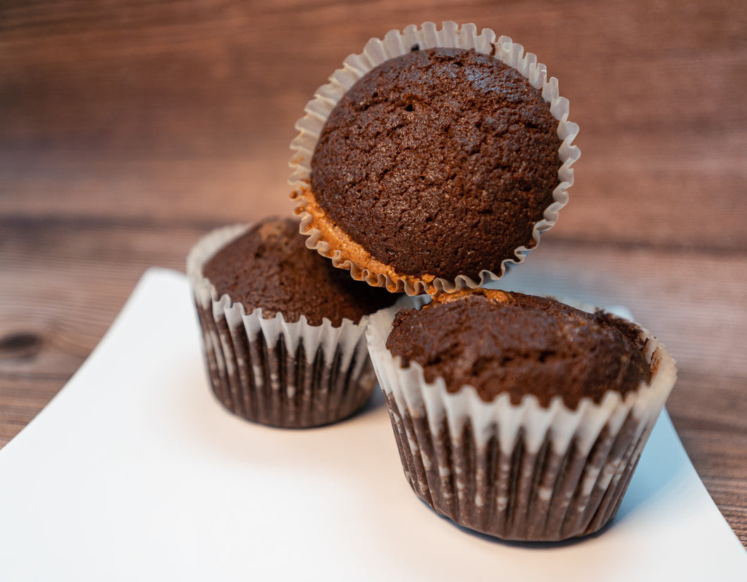 Keto Chocolate Peanut Butter Stuffed Muffin  - Gluten Free, Sugar Free, Low Carb & Keto Approved