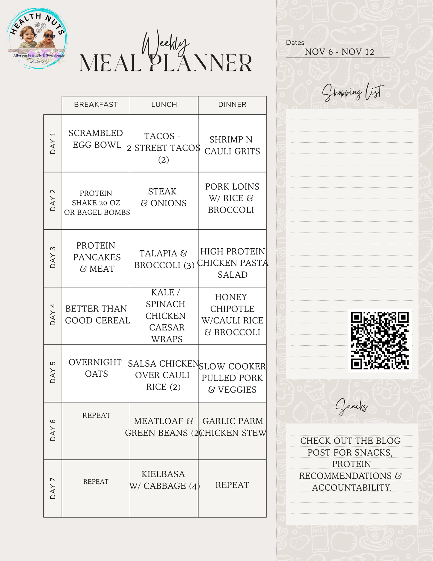 Meal Prep - Week 1 Lunch