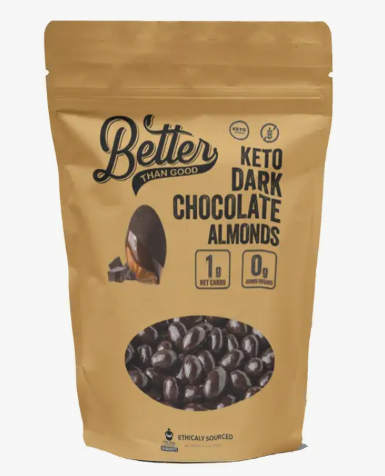 Better than Good Foods - Keto Dark Chocolate Covered Almonds, 6.5 oz. - Vegan, Gluten Free, Sugar Free, High Protein, GMO Free