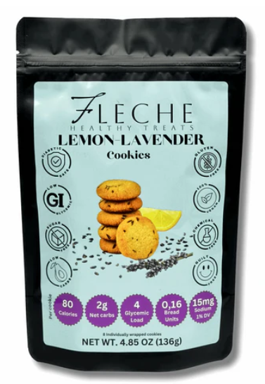 Flèche Healthy Treats - Sugar Free Lemon-Lavender Cookies - Grain Free, Vegan, Sugar Free, Low Carb & Keto Approved