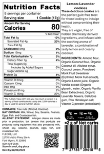 Flèche Healthy Treats - Sugar Free Lemon-Lavender Cookies - Grain Free, Vegan, Sugar Free, Low Carb & Keto Approved