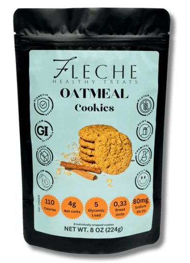 Flèche Healthy Treats - Sugar Free Oatmeal Cookies - Grain Free, Low Carb & Keto Approved