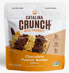 Catalina Crunch - Chocolate Peanut Butter Cereal (1.27 oz Bag)- Gluten Free, Zero Sugar, Plant Based, Low Carb & Keto Friendly