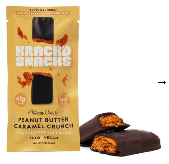 Keto Krack'D - <1g Sugar Candy - Peanut Butter Caramel Crunch (Vegan | Keto)