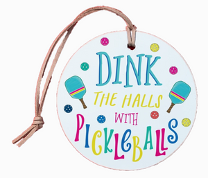 Dink the Halls with Pickleballs - Wooden Round Ornament - Christmas Wooden Ornament
