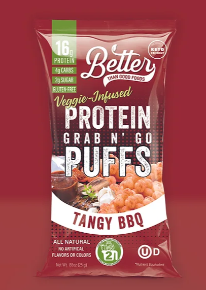 Better than Good Foods - Tangy BBQ Puffs - Grab N' Go Bag - Gluten Free, High Protein, GMO Free, Nut Free