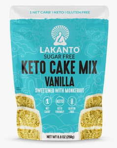 Lakanto - Keto Cake Mix, Vanilla Cake - Gluten Free, Sugar Free, Low Carb (8 oz) - Gluten Free, Sugar Free & Low Carb