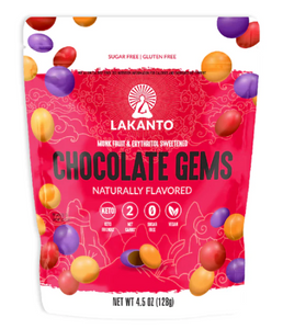 Lakanto - Sugar Free Chocolate Gems, 4.5 oz- Gluten Free, Sugar Free, Vegan, Low Carb