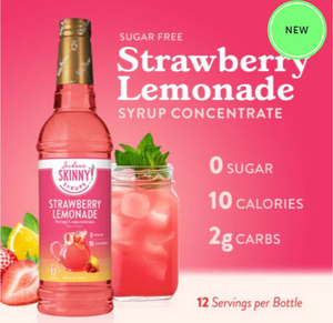 Skinny Mixes - Strawberry Lemonade Concentrate - 10 Calories, 0 Sugar, 2g Carbs
