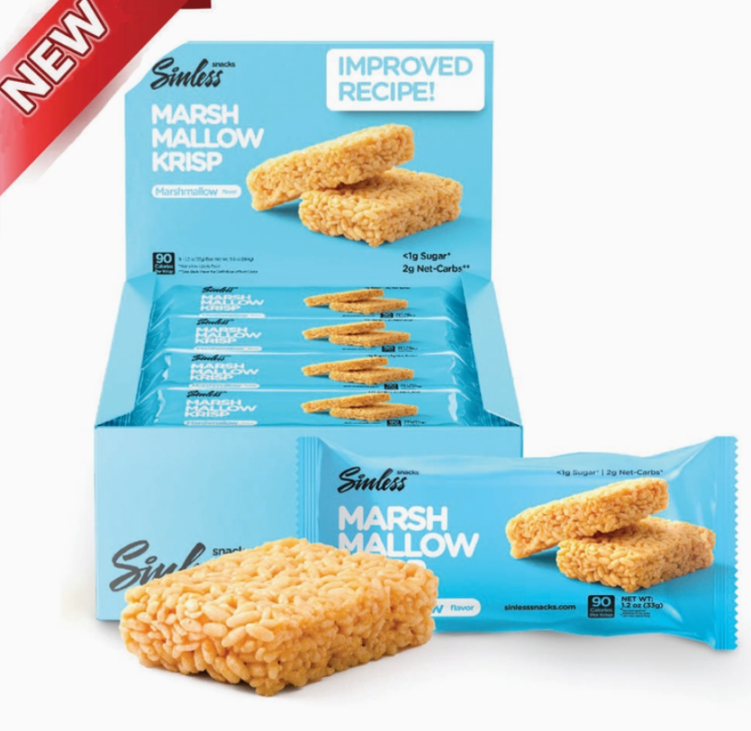 Better than Good Foods - Sinless Low Carb Marshmallow Krisp Bar - Gluten Free, High Protein, GMO Free, Nut Free