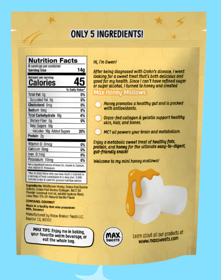 Max Mallow - Very Vanilla Mini Honey Marshmallow - Sugar Free & Gluten Free