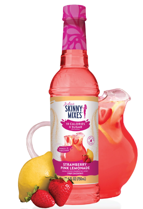 Skinny Mixes - Strawberry Pink Lemonade Concentrate - 10 Calories, 0 Sugar, 2g Carbs