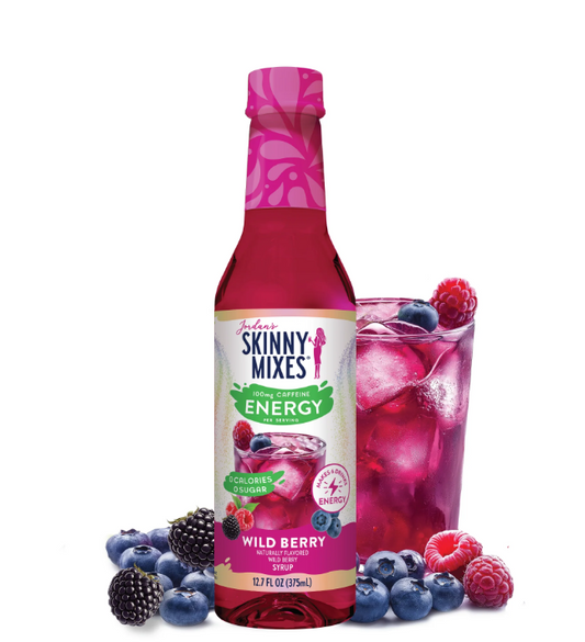 Skinny Mixes - Wild Berry Energy Syrup - 0 Calories, 0 Sugar, 0 Carbs & Keto Approved