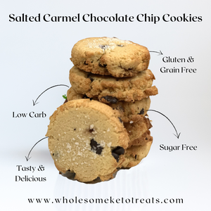 Keto Salted Caramel Chocolate Chip Cookies - Gluten Free, Sugar Free, Low Carb & Keto Approved