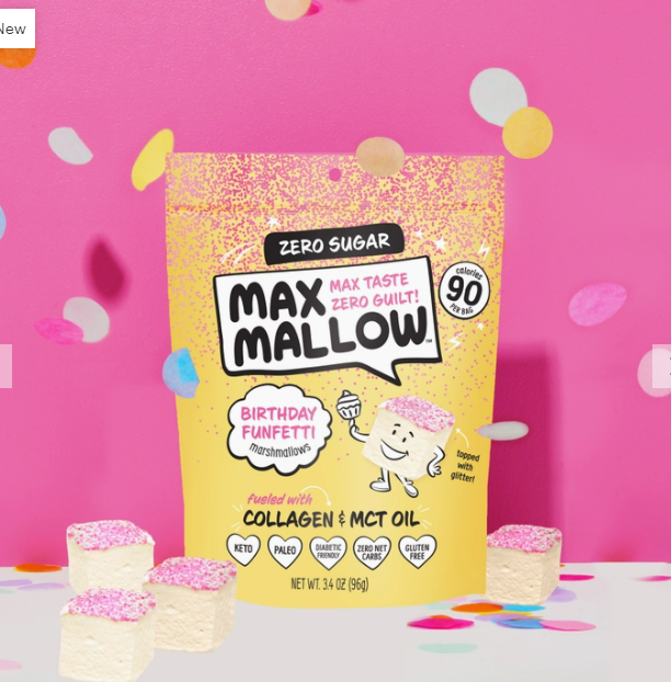 Max Mallow - Birthday Cake Marshmallows - 0 Sugar, Low Carb, Gluten Free & Keto Approved