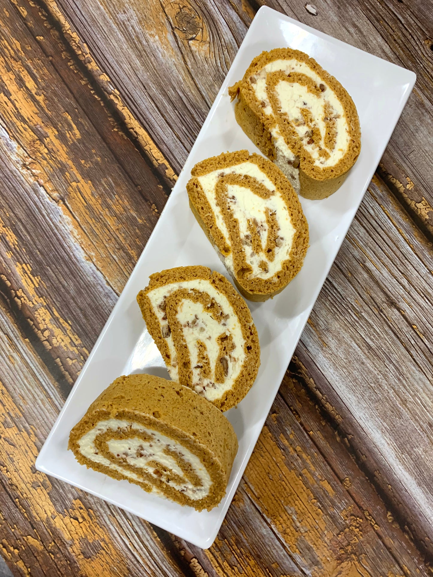 Carb Smart Pumpkin Swiss Roll - Pumpkin & Pecan Cream Cheese Cake - Gluten Free, Sugar Free, Keto & Diabetic Friendly