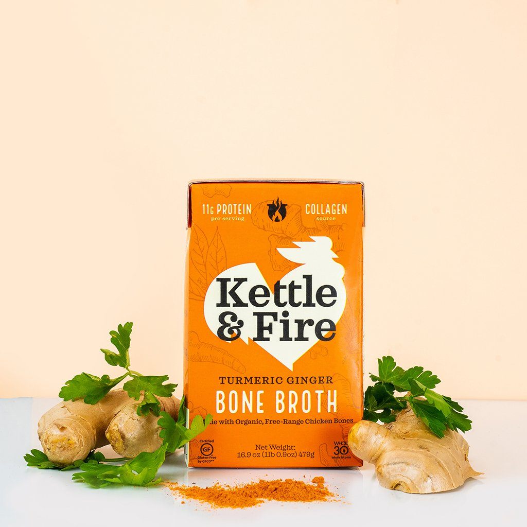 Kettle & Fire - Bone Broth - Tumeric & Ginger Chicken Broth, 16.9 oz