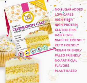 No Sugar Aloud - Celebration Cake Mix - Frosting & Sprinkles INCLUDED (Keto, Sugar Free, Vegan, Paleo, Dairy Free & Gluten Free)
