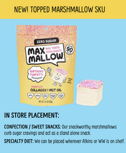 Max Mallow - Birthday Funfetti Marshmallows - Gluten Free, Sugar Free, Low Cab & Keto Approved