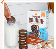 Load image into Gallery viewer, Catalina Crunch - Chocolate Vanilla Sandwich Cookies - Gluten Free, Low Sugar, Low Carb &amp; Keto Friendly
