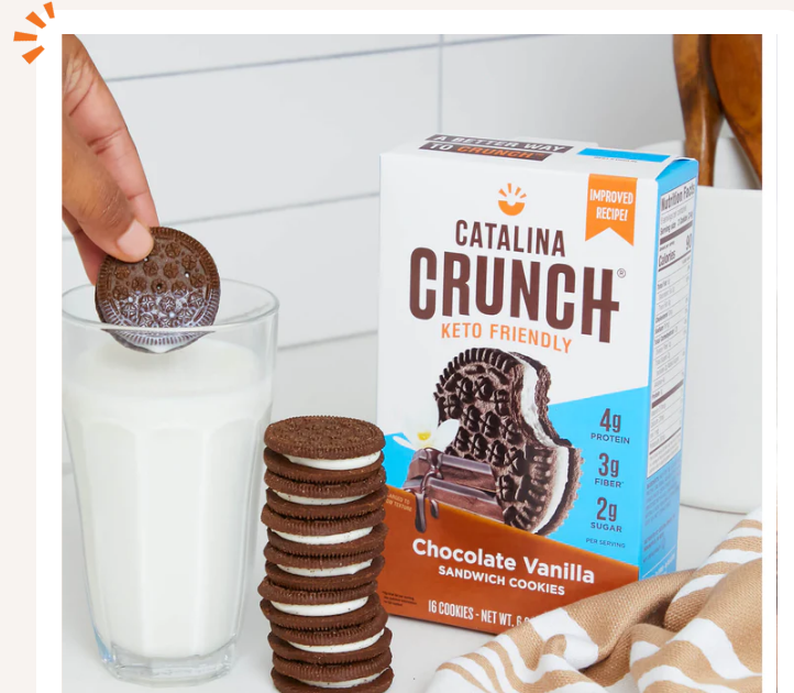 Catalina Crunch - Chocolate Vanilla Sandwich Cookies - Gluten Free, Low Sugar, Low Carb & Keto Friendly