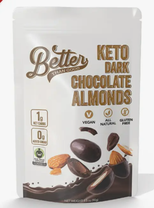 Better Than Good - Keto Dark Chocolate Almonds - Gluten Free, VEGAN, Low Sugar, Low Carbs