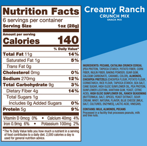 Catalina Crunch - Creamy Ranch Snack Mix (6 oz Bag) - Gluten Free, Low Carb & Keto Friendly