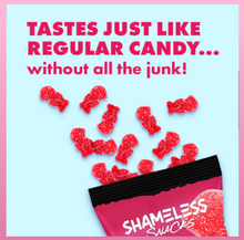 Load image into Gallery viewer, Shameless Snacks - Red Raspberry Sour Scout Gummies  (1.8 oz) - Gummy Candy - VEGAN, Gluten Free, Sugar Free, Low Carb &amp; Keto Approved
