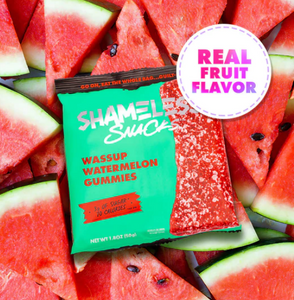 Shameless Snacks -Wassup Watermelon (1.8 oz) - Gummy Candy - VEGAN, Gluten Free, Sugar Free, Low Carb & Keto Approved