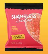 Load image into Gallery viewer, Shameless Snacks - OMG Peach Gummies (1.8 oz) - Gummy Candy - VEGAN, Gluten Free, Sugar Free, Low Carb &amp; Keto Approved
