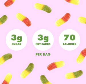 Shameless Snacks - Super Wild Worms (1.8 oz) - Gummy Candy - VEGAN, Gluten Free, Sugar Free, Low Carb & Keto Approved
