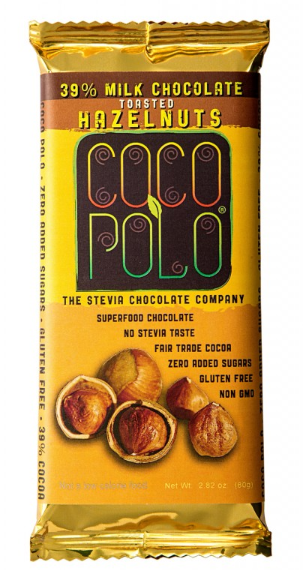 Coco Polo Chocolate - 39% Pure Milk Chocolate Bar with Hazelnuts - Gluten Free, Sugar Free, Keto Approved Chocolate Bar